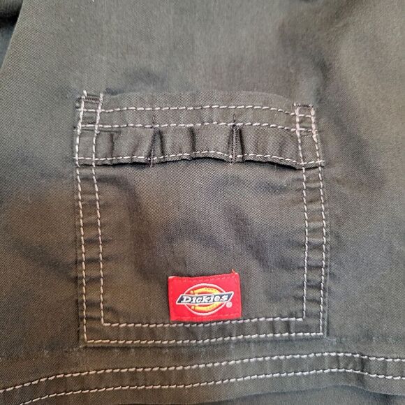 Dickies Plus Size 2XL Black Scrub Top V-Neck Bungee Pocket Utility Logo - Picture 11 of 12